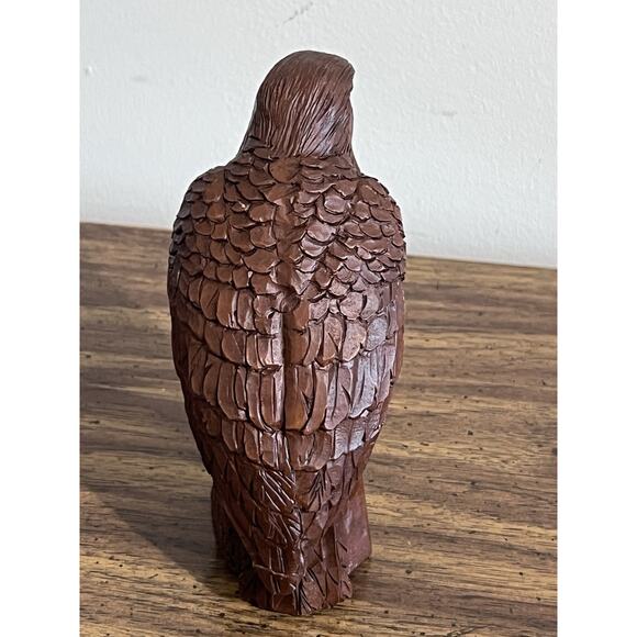 Red Mill Hand Carved Pecan Wood Eagle Sculpture signed Wetherbee - Picture 6 of 8